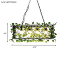 Antique black metal island pendant with greenery for kitchen dining
