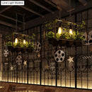 DecorBites™ Antique Black Metal Island Pendant: 2 Heads with LED Down Lighting for Restaurants, Plant Decor
