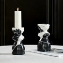 Antique black & white marble candlestick holder dining room decor