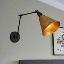 Antique black & white wrought iron wall sconce bedroom reading light