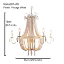 Antique black wood beaded pendant chandelier for dining room