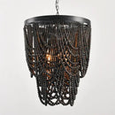 Antique black wood beaded pendant chandelier for dining room