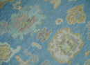 Blue, Silver and Brown Hand Knotted Traditional Oushak wool Rug