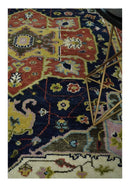 Blue and Rust Hand Knotted Traditional Heriz Style Multi Size Wool Area Rug