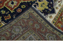 Blue and Rust Hand Knotted Traditional Heriz Style Multi Size Wool Area Rug