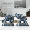 Antique blue elephant couple resin statue for living room decor