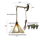 Antique blue glass led wall sconce staircase pull chain light