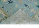 Antique Blue, Ivory and Beige Multi Size Traditional Oushak Wool Rug