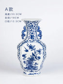 Antique blue white porcelain two ear vase living room decor