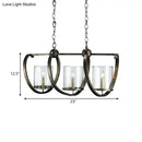 DecorBites™ Traditional Clear Glass Hanging Light - Antique Brass/Aged Silver Cylinder Island Lighting Fixture with 3/5 Bulbs - for Dining Room