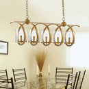 DecorBites™ Traditional Clear Glass Hanging Light - Antique Brass/Aged Silver Cylinder Island Lighting Fixture with 3/5 Bulbs - for Dining Room