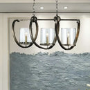 DecorBites™ Traditional Clear Glass Hanging Light - Antique Brass/Aged Silver Cylinder Island Lighting Fixture with 3/5 Bulbs - for Dining Room