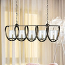 DecorBites™ Traditional Clear Glass Hanging Light - Antique Brass/Aged Silver Cylinder Island Lighting Fixture with 3/5 Bulbs - for Dining Room