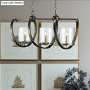 DecorBites™ Traditional Clear Glass Hanging Light - Antique Brass/Aged Silver Cylinder Island Lighting Fixture with 3/5 Bulbs - for Dining Room