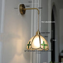 Antique brass amber glass led wall light bedroom sconce