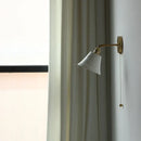 Antique brass and amber glass adjustable wall light bedroom sconce
