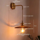 Antique brass and amber glass copper led wall lights for bedroom