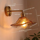 Antique brass and amber glass copper led wall lights for bedroom