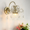 Antique brass and crystal teardrop wall light sconce bedroom light