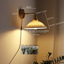 Antique brass and ribbed glass wall lamp bedroom pull chain switch
