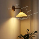 Antique brass and ribbed glass wall lamp bedroom pull chain switch