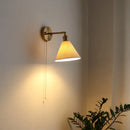 Antique brass and ribbed glass wall lamp bedroom pull chain switch
