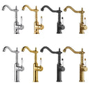 Antique brass and white ceramic gold luxury kitchen faucet