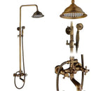 Antique brass and white ceramic shower faucet set bathroom system