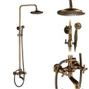 Antique brass and white ceramic shower faucet set bathroom system