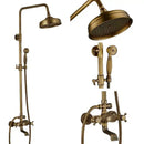 Antique brass and white ceramic shower faucet set bathroom system