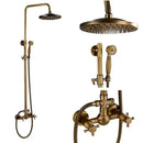 Antique brass and white ceramic shower faucet set bathroom system