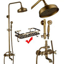 Antique brass and white ceramic shower faucet set bathroom system