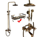 Antique brass and white ceramic shower faucet set bathroom system