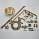 Antique brass and white ceramic shower faucet set bathroom system