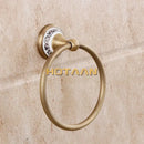 Antique brass and white floral bathroom accessories set bathroom