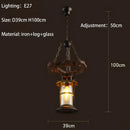 Antique brass and wood iron wheel led pendant lights dining room