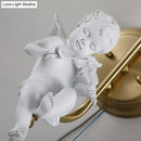 Antique brass angel glass sconce light bedroom wall lamp