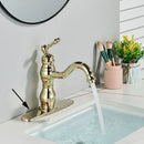 Antique brass basin faucet bathroom swivel spout single handle