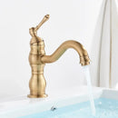 Antique brass basin faucet bathroom swivel spout single handle