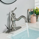 Antique brass basin faucet bathroom swivel spout single handle