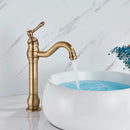 Antique brass basin faucet bathroom swivel spout single handle