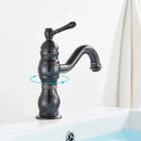 Antique brass basin faucet bathroom swivel spout single handle