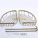 Antique brass bathroom shower shelf two tier corner caddy with hooks