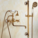 Antique brass bathtub shower set with ceramic handles bathroom mixer