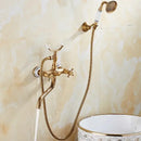 Antique brass bathtub shower set with ceramic handles bathroom mixer