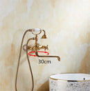 Antique brass bathtub shower set with ceramic handles bathroom mixer