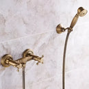 Antique brass bathtub shower set with ceramic handles bathroom mixer