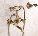 Antique brass bathtub shower set with ceramic handles bathroom mixer