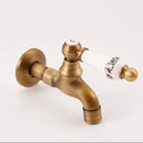 Antique brass bibcock faucet with floral ceramic handle garden tap