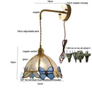 Antique brass butterfly glass led wall lights bedroom sconce